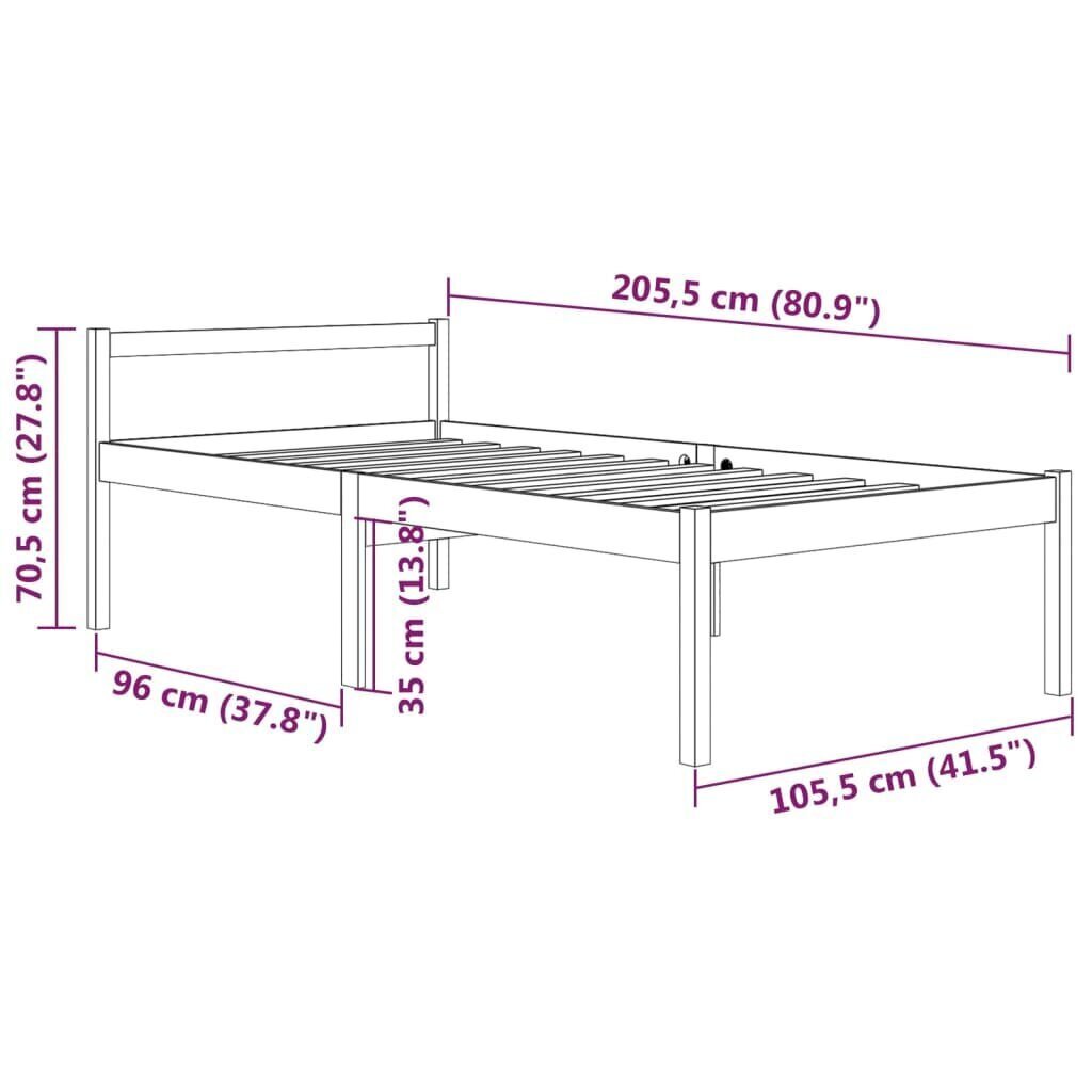 vidaXL voodiraam, valge, männipuit, 100 x 200 cm hind ja info | Voodid | kaup24.ee