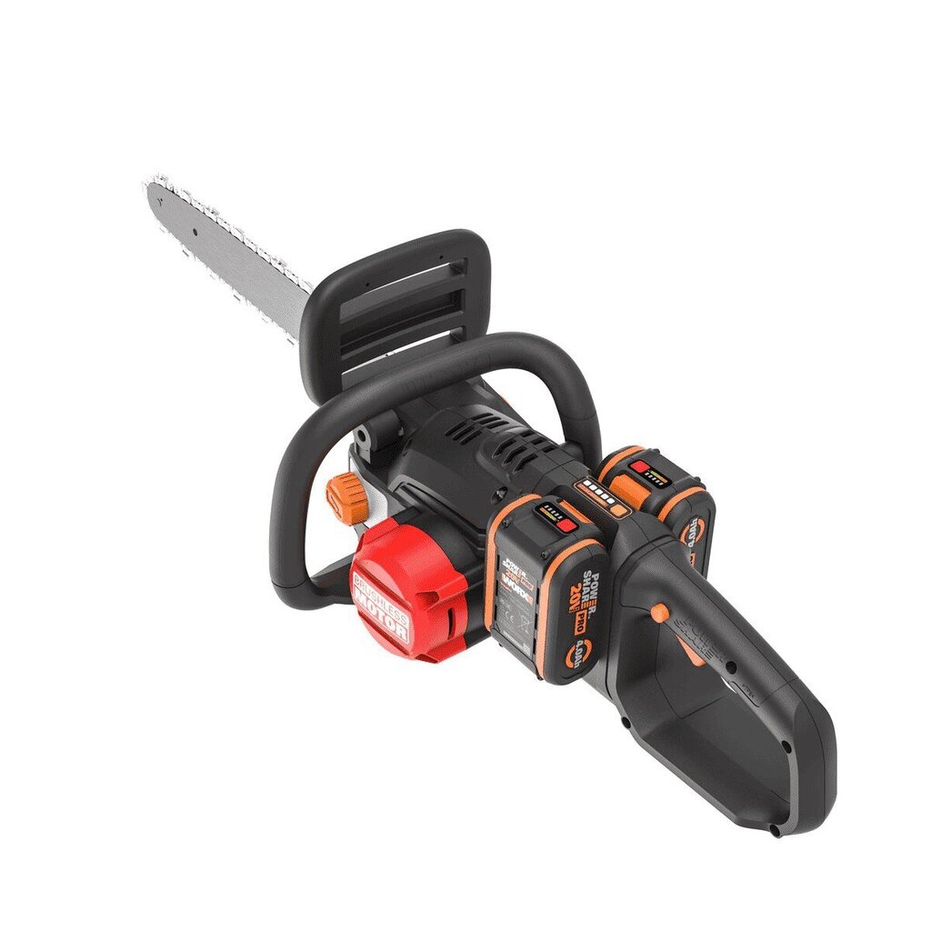 WORX WG385E chainsaw 40 cm 2x 20V 4,0Ah Black, Orange цена и информация | Elektrilised saed, mootorsaed ja tarvikud | kaup24.ee