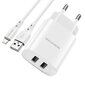 Laadija Borofone Borofone BN2 2xUSB 2.1A + Lightning valge hind ja info | Mobiiltelefonide laadijad | kaup24.ee