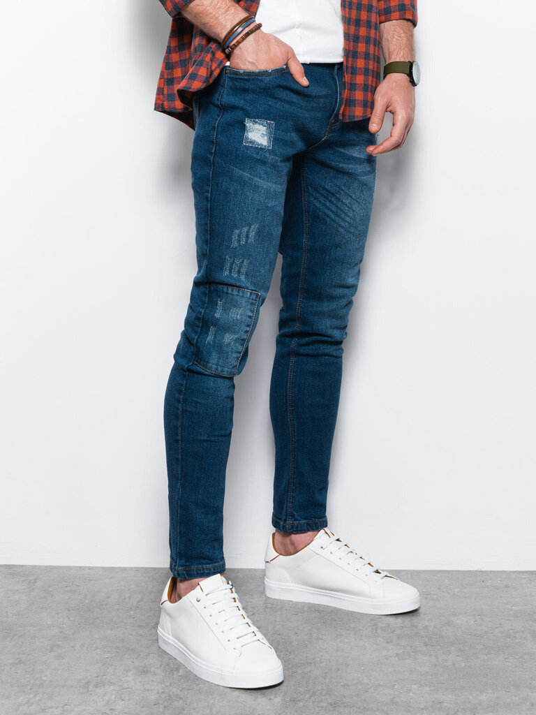 Meeste teksad Skinny Fit Ombre P1060, sinine цена и информация | Meeste teksad | kaup24.ee