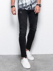 Meeste teksad Skinny Fit Ombre P1060, must цена и информация | Мужские джинсы | kaup24.ee