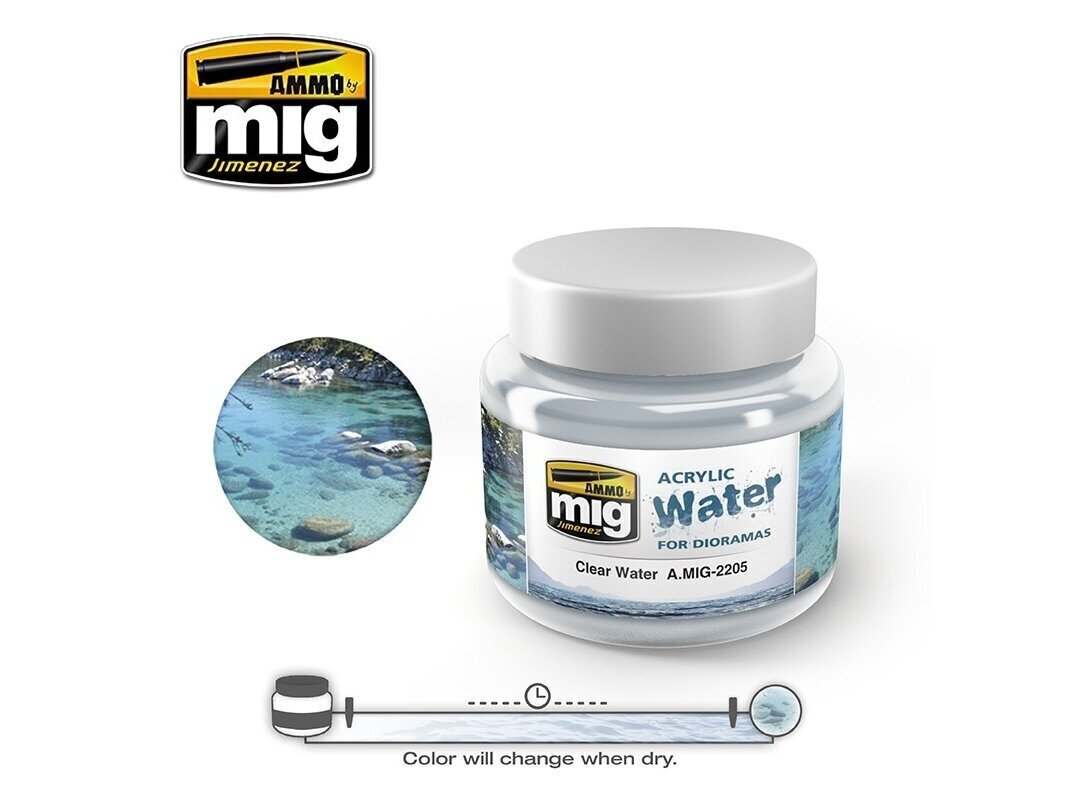 AMMO MIG - CLEAR WATER, 250ml., AMIG2205 цена и информация | Kunstitarbed, voolimise tarvikud | kaup24.ee