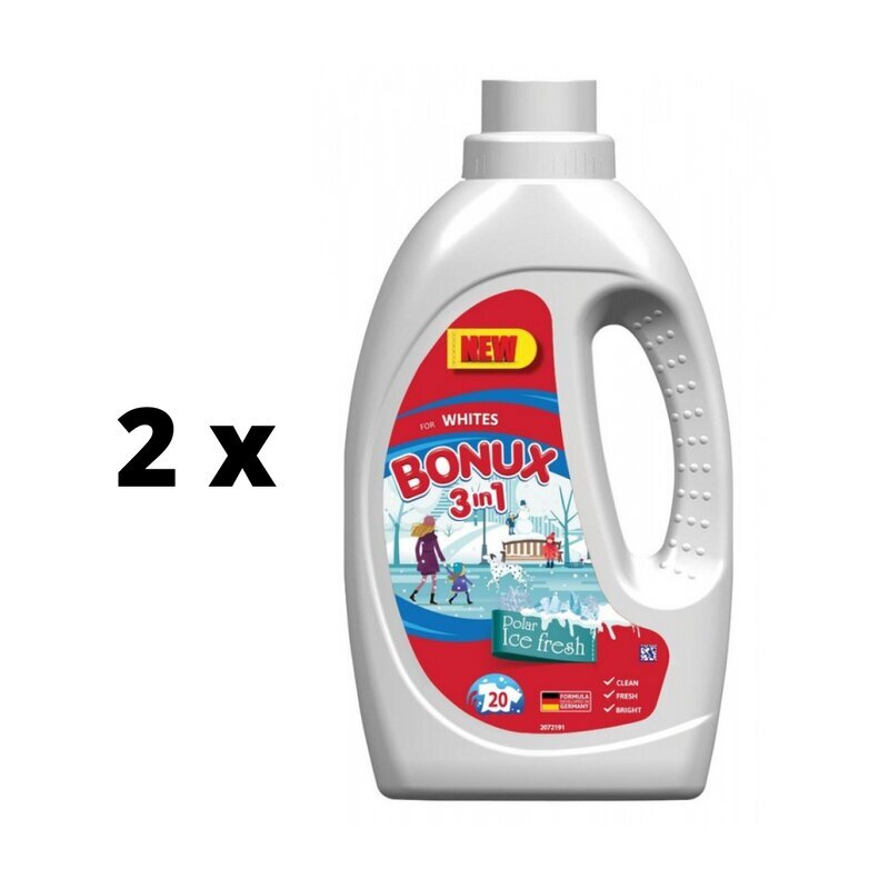 Vedel pesuvahend Bonux White, Polar Ice Fresh, 1,1L./20 pesu x 2tk. pakett цена и информация | Pesuvahendid | kaup24.ee