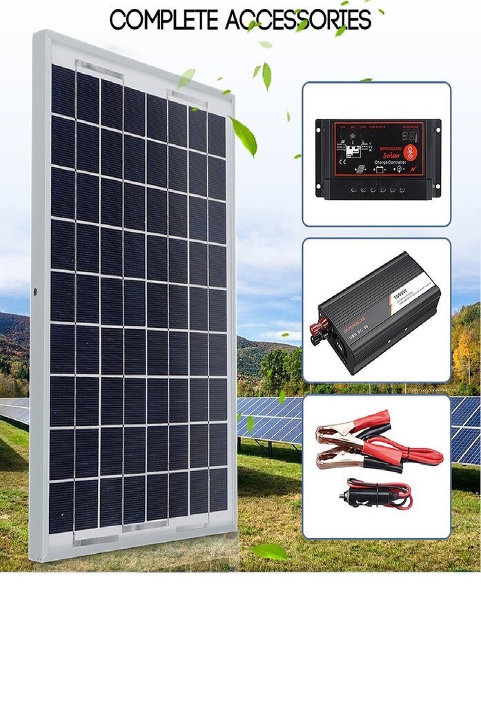 Päikesepaneelide süsteem 50/60A laadimiskontroller koos inverteriga цена и информация | Akupangad | kaup24.ee