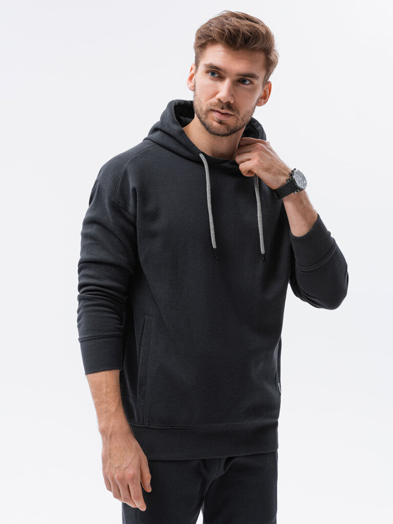 Meeste pullover-hoodie Ombre B1313, must hind ja info | Meeste pusad | kaup24.ee