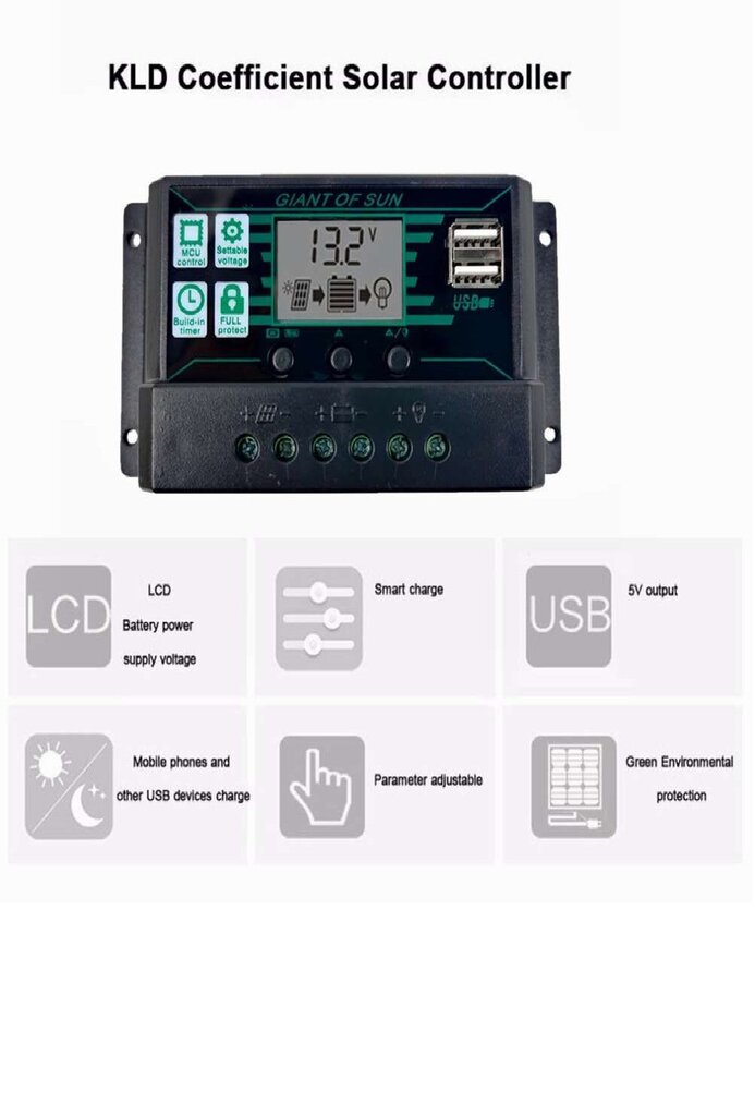 100A päikeseenergia päikeseenergia laadimiskontroller topelt USB 12V/24V цена и информация | Akupangad | kaup24.ee