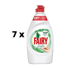 Nõudepesuvahend Fairy Sensitive Tea tree & Mint, 450 ml x 7 tk. pakett цена и информация | Средства для мытья посуды | kaup24.ee