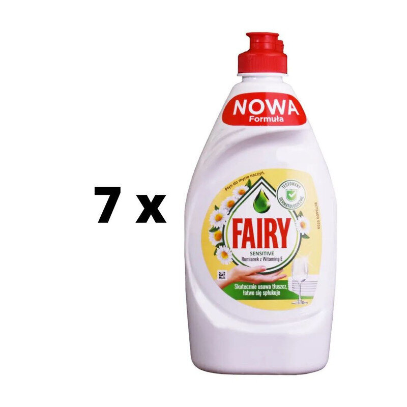 Nõudepesuvahend Fairy Sensitive Camomile & Vit E, 450 ml x 7 tk. pakett цена и информация | Nõudepesuvahendid | kaup24.ee