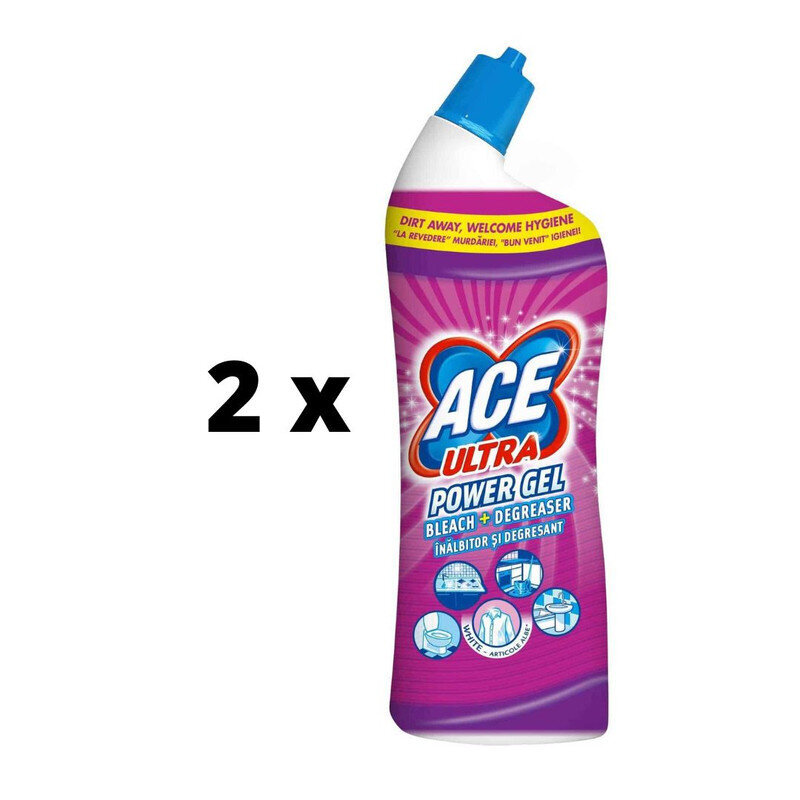 Geel vannitoapuhastusvahend Ace Ultra Power Lavender Effect, 750ml x 2 tk. pakett hind ja info | Puhastusvahendid | kaup24.ee