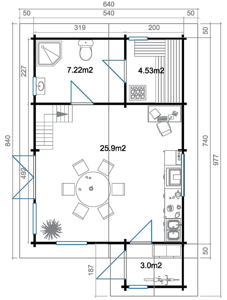 Suvemaja Käil 76m², 7 ruumiga ja 2 sissekäiguga hind ja info | Kuurid ja aiamajad | kaup24.ee