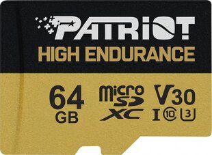 PATRIOT EP micro SDXC 64GB V3 UHS-I U3 CL10 +Adap hind ja info | Mobiiltelefonide mälukaardid | kaup24.ee