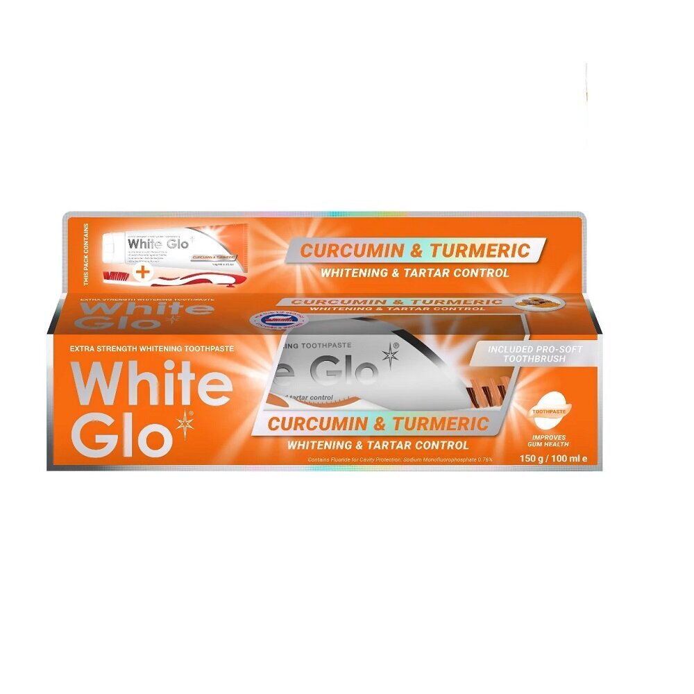 Eriti tugevalt valgendav hambapasta kurkumiiniga white glo curcumin & turmeric extra strength whitening toothpaste, 150 g + hambahari hind ja info | Suuhügieen | kaup24.ee