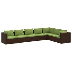 Комплект уличной мебели с подушками, 7 частей, коричневый цена и информация | Комплекты уличной мебели | kaup24.ee