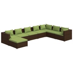 Комплект мебели с подушками, 8 частей, коричневый цена и информация | Комплекты уличной мебели | kaup24.ee