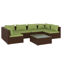Комплект уличной мебели с подушками, 7 частей, коричневый цена и информация | Комплекты уличной мебели | kaup24.ee