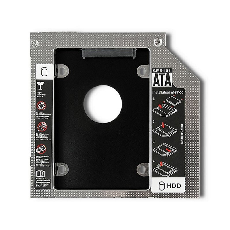SSD kõvaketas Qoltec 51869 taskuadapter sülearvuti teise 2,5-tollise  kõvaketta jaoks CD-/DVD-ROM-i pessa (12,7 mm), Melna hind | kaup24.ee