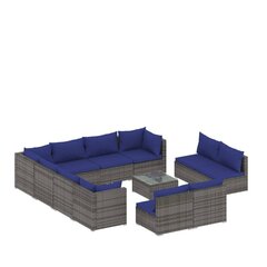 Садовый комплект мебели с подушками из 9 частей, серый цена и информация | Комплекты уличной мебели | kaup24.ee