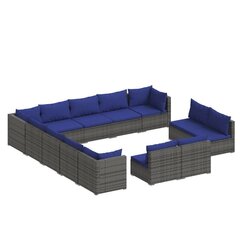 Садовый комплект с подушками из 9 частей, серый цена и информация | Комплекты уличной мебели | kaup24.ee
