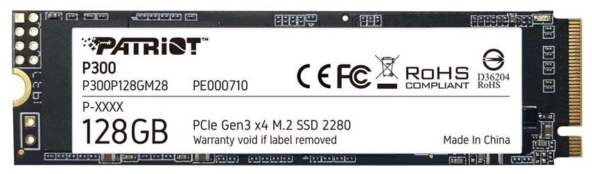 SSD PATRIOT P300 M.2 PCI-EX4 NVME 128 GB цена и информация | Sisemised kõvakettad (HDD, SSD, Hybrid) | kaup24.ee