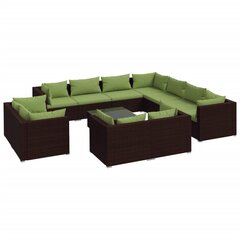 Комплект мебели с подушками, 12 частей, коричневый цена и информация | Комплекты уличной мебели | kaup24.ee