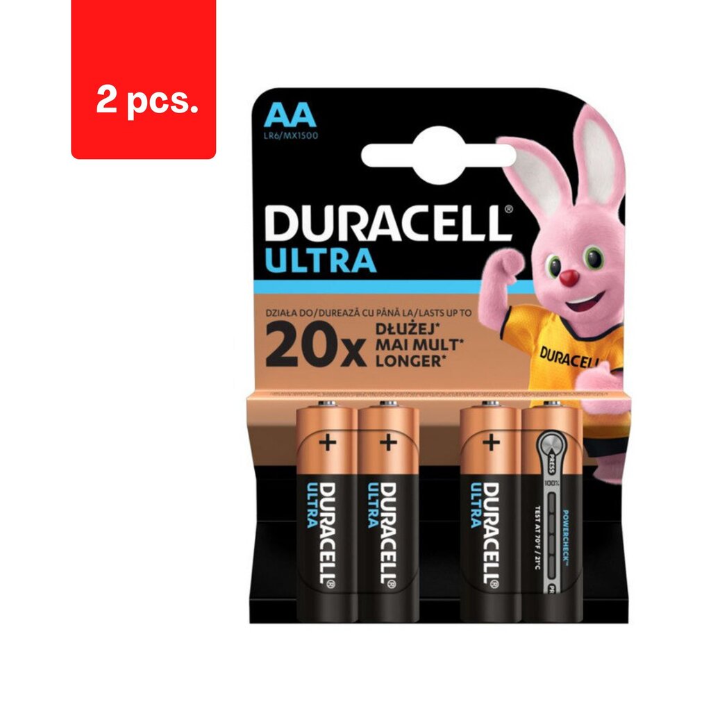 Patareid Duracell Ultra AA, 4 tk x 2 pakki hind ja info | Patareid | kaup24.ee