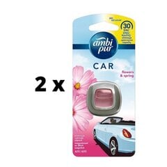 Освежитель воздуха для автомобилей Ambi Pur Car Flowers & Spring, 2 мл x 2 шт. упаковка цена и информация | Освежители воздуха для салона | kaup24.ee