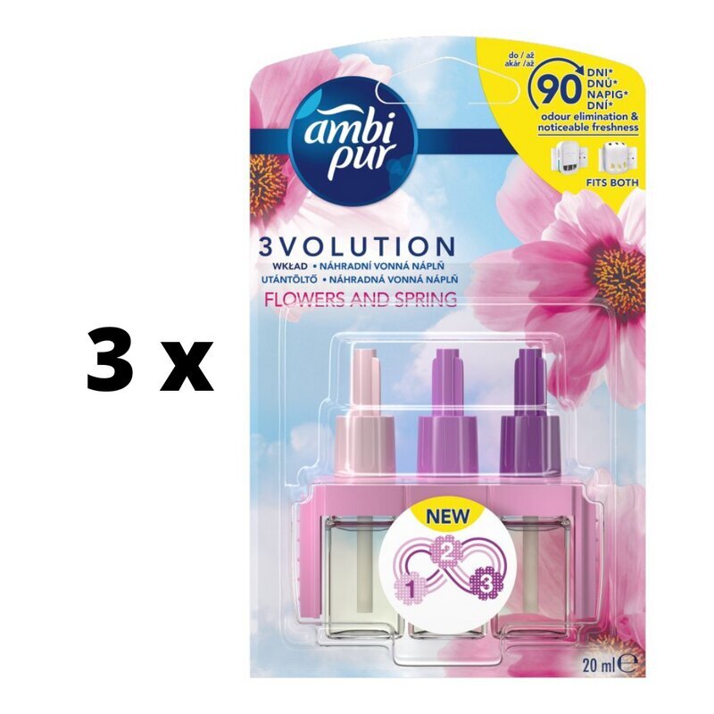 Elektriline õhuvärskendaja asendus Ambi Pur 3volution Flowers & Spring, 20 ml x 3 tk цена и информация | Õhuvärskendajad | kaup24.ee