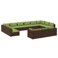 Комплект мебели с подушками, 9 частей, коричневый цена и информация | Комплекты уличной мебели | kaup24.ee