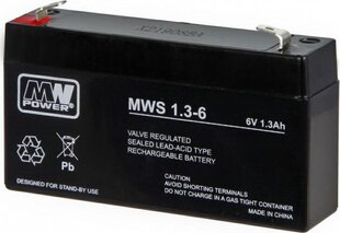 MPL MW POWER MWS 1.3-6 UPS battery Lead-acid accumulator VRLA AGM Maintenance-free 6 V 1,3 Ah Black, Grey hind ja info | Poiste mänguasjad | kaup24.ee