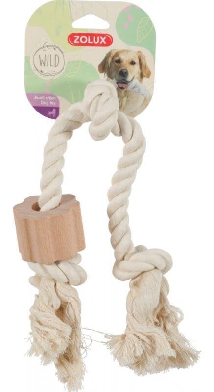 ZOLUX WILD A rope toy, 3 knots, with a wooden disc цена и информация | Mänguasjad koertele | kaup24.ee