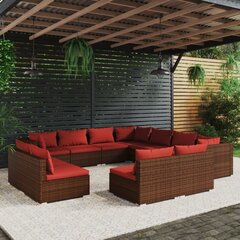 Садовый комплект мебели с подушками, 11 частей, коричневый цена и информация | Комплекты уличной мебели | kaup24.ee