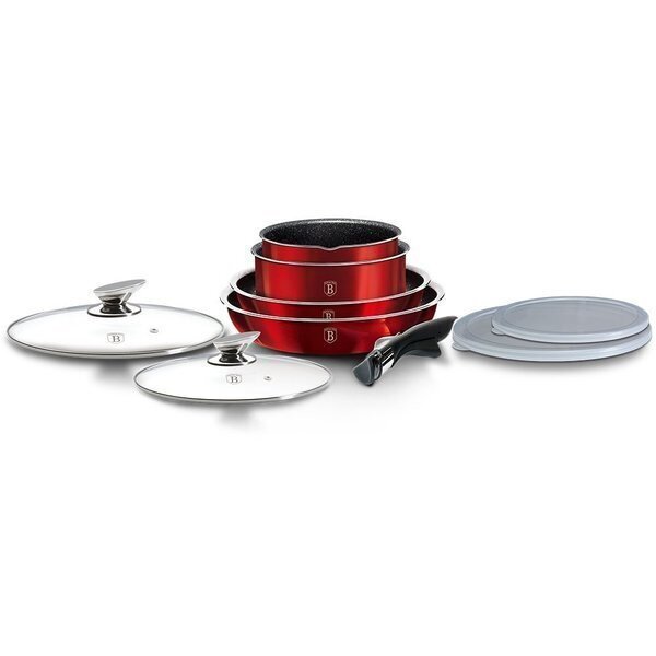 9 piece cookware set BERLINGER HAUS BH/6145l, red hind ja info | Potid ja kiirkeedupotid | kaup24.ee