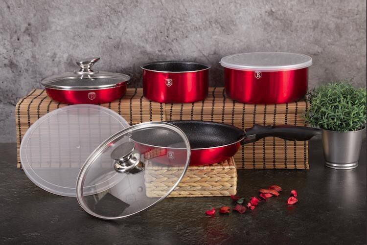 9 piece cookware set BERLINGER HAUS BH/6145l, red hind ja info | Potid ja kiirkeedupotid | kaup24.ee