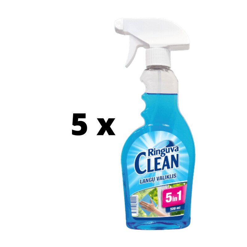 Akna- ja muude klaasipindade puhastusvahend Ringuva Clean, 5 in 1, 500 ml x 4 tk цена и информация | Puhastusvahendid | kaup24.ee