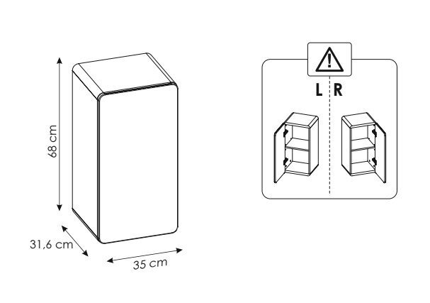 Seinakapp 70x35x32 cm ARUBA WHITE цена и информация | Vannitoakapid | kaup24.ee