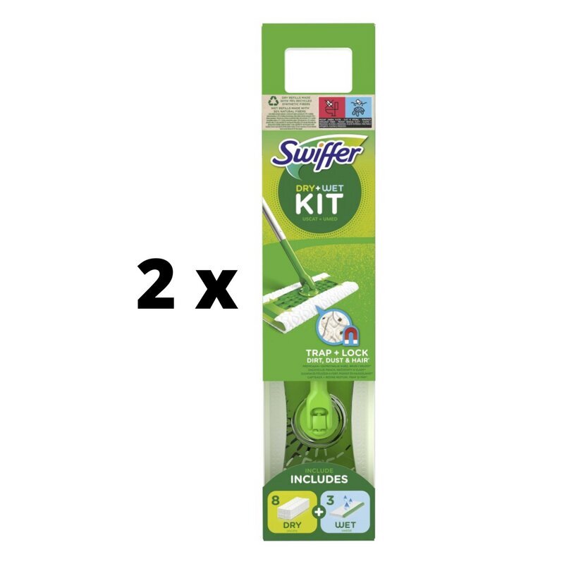 Swiffer Sweeper Starter Kit XXL: метла, сухая порция. 8 шт и мокрая порция.  3шт х 2шт упаковка цена | kaup24.ee