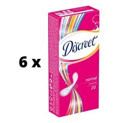 Салфетки гигиенические DISCREET Normal, 20 шт. х 6 шт., упаковка цена и информация | Тампоны, гигиенические прокладки для критических дней, ежедневные прокладки | kaup24.ee