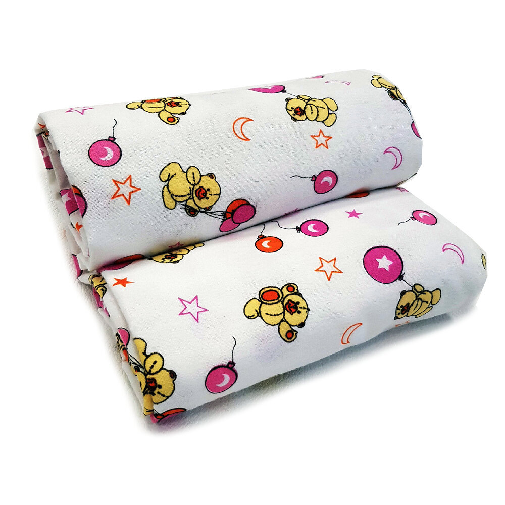 Flanellmähkmete komplekt (2 tk.) Pink Bear цена и информация | Mähkimislinad | kaup24.ee