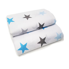 Комплект хлопковых пеленок BLUE GREY STARS, 2 шт. цена и информация | Пеленальные доски и пеленки | kaup24.ee