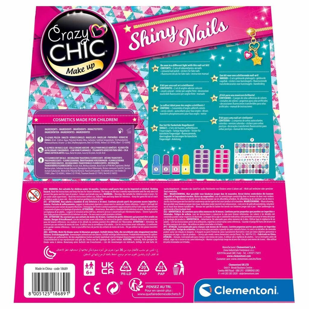 Laste maniküüri komplekt Clementoni Crazy Chic hind ja info | Tüdrukute mänguasjad | kaup24.ee