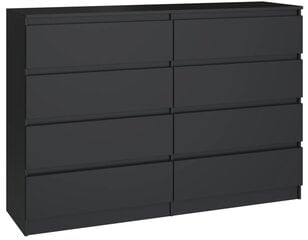 Комод 3xEliving DEMI с 8 ящиками 140 см, Цвет:  Черный цена и информация | Комоды | kaup24.ee