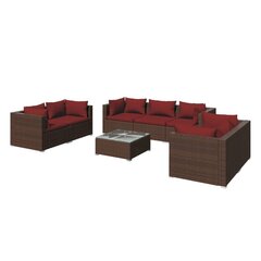 Садовый комплект мебели с подушками VidaXL, 8 частей, коричневый цена и информация | Комплекты уличной мебели | kaup24.ee