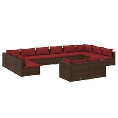 Садовый комплект мебели с подушками, 12 частей, коричневый цена и информация | Комплекты уличной мебели | kaup24.ee
