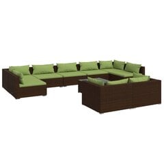 Садовый комплект мебели с подушками, 10 частей, коричневый цена и информация | Комплекты уличной мебели | kaup24.ee