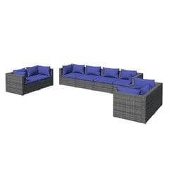 Комплект уличной диванной мебели, 17 частей, искусственный ротанг, серый цена и информация | Комплекты уличной мебели | kaup24.ee