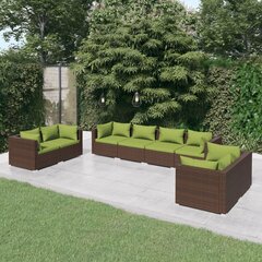 Садовый комплект мебели с подушками VidaXL, 8 частей, коричневый цена и информация | Комплекты уличной мебели | kaup24.ee