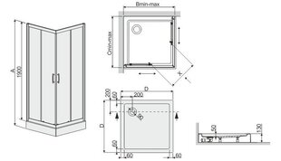 Nurga dusikabiin Sanplast TX KN/TX5b 80s, profiil valge, kaunistatud klaas cora, koos alusega цена и информация | Душевые кабины | kaup24.ee