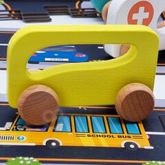 Puidust libisev auto Tooky Toy, kollane hind ja info | Imikute mänguasjad | kaup24.ee