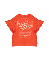 Футболка оранжевая с принтом и рюшами для девочек Gulliver цена и информация | Рубашки для девочек | kaup24.ee