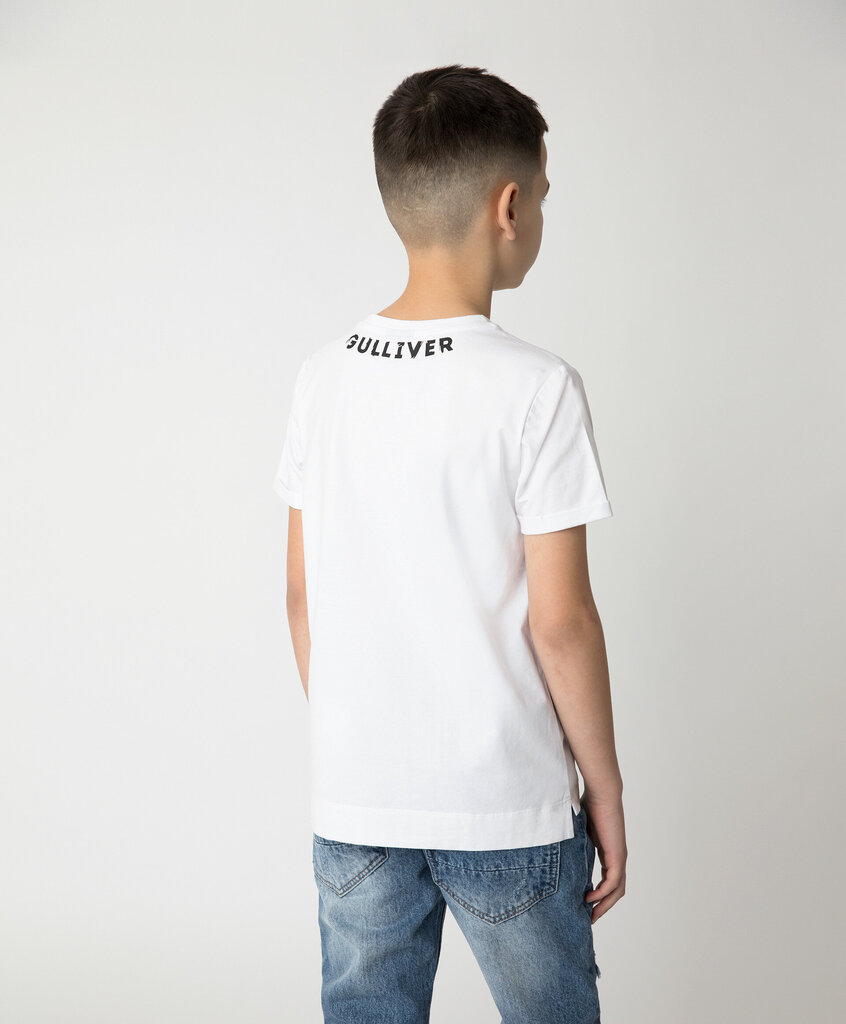 Tüdrukute T-särk trükiga Gulliver, valge hind ja info | Poiste särgid | kaup24.ee